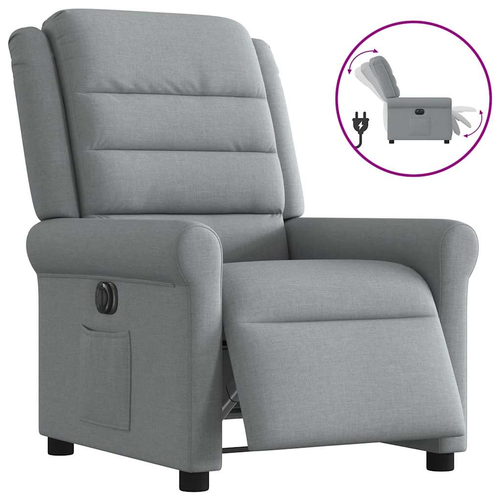 Vetonek Sillón reclinable eléctrico tela gris claro