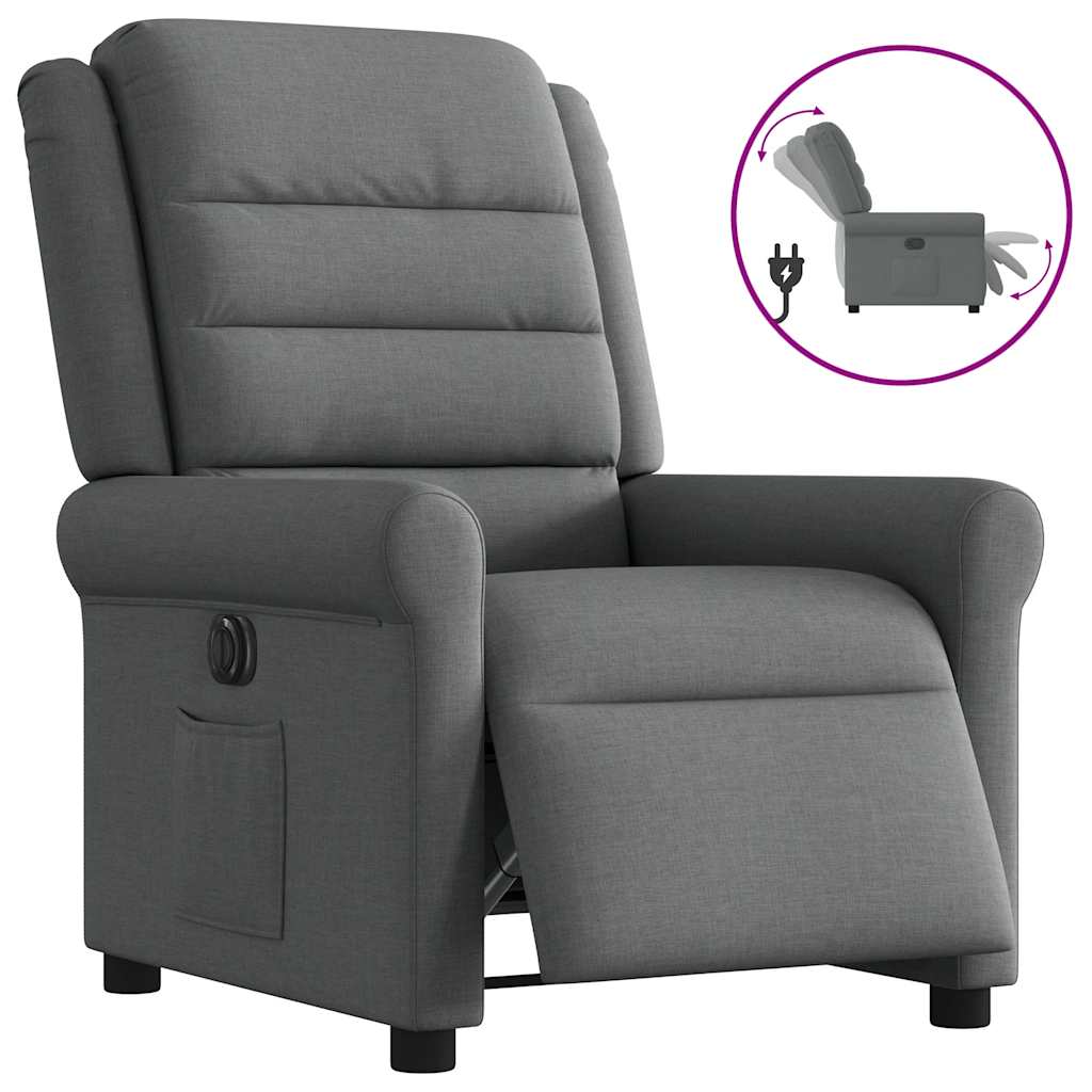 Vetonek Sillón reclinable eléctrico de tela gris oscuro