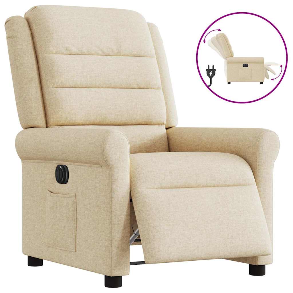 Vetonek Sillón reclinable eléctrico de tela crema