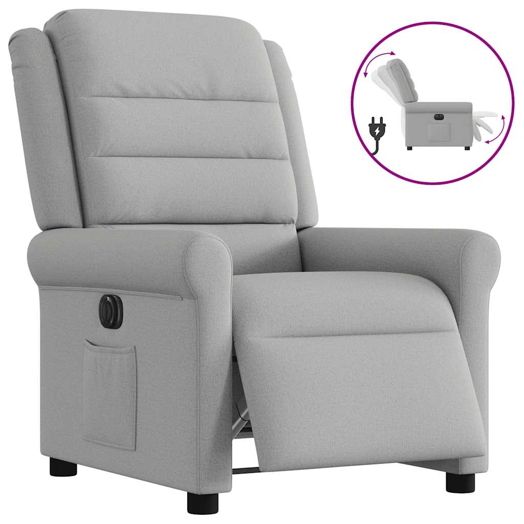 Vetonek Sillón reclinable eléctrico de tela gris nube