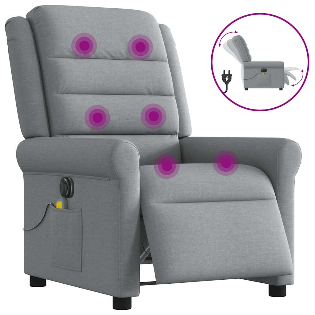 Vetonek Sillón reclinable de masaje eléctrico tela gris claro