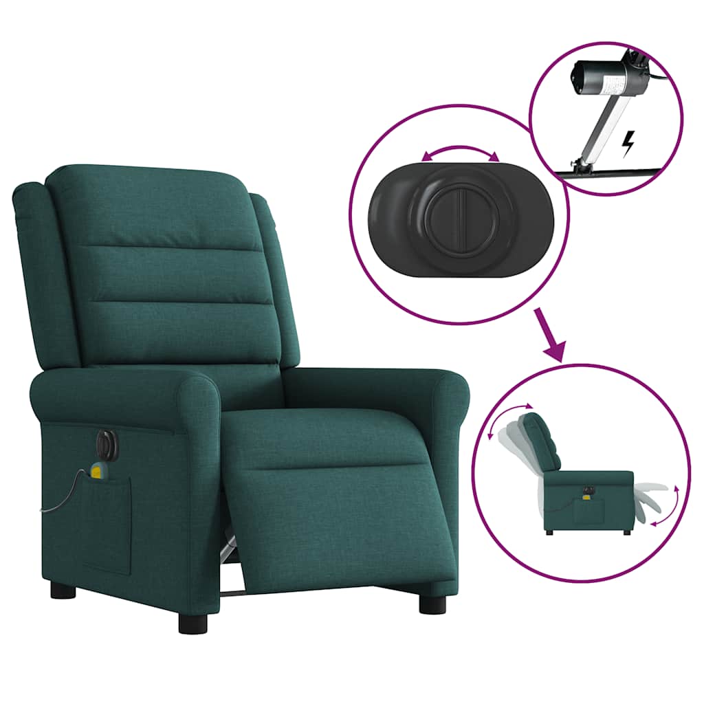 Sillón reclinable de masaje eléctrico tela verde oscuro V2929 Vetonek