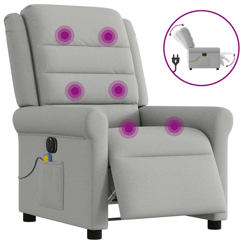 Vetonek Sillón reclinable de masaje eléctrico tela gris nube