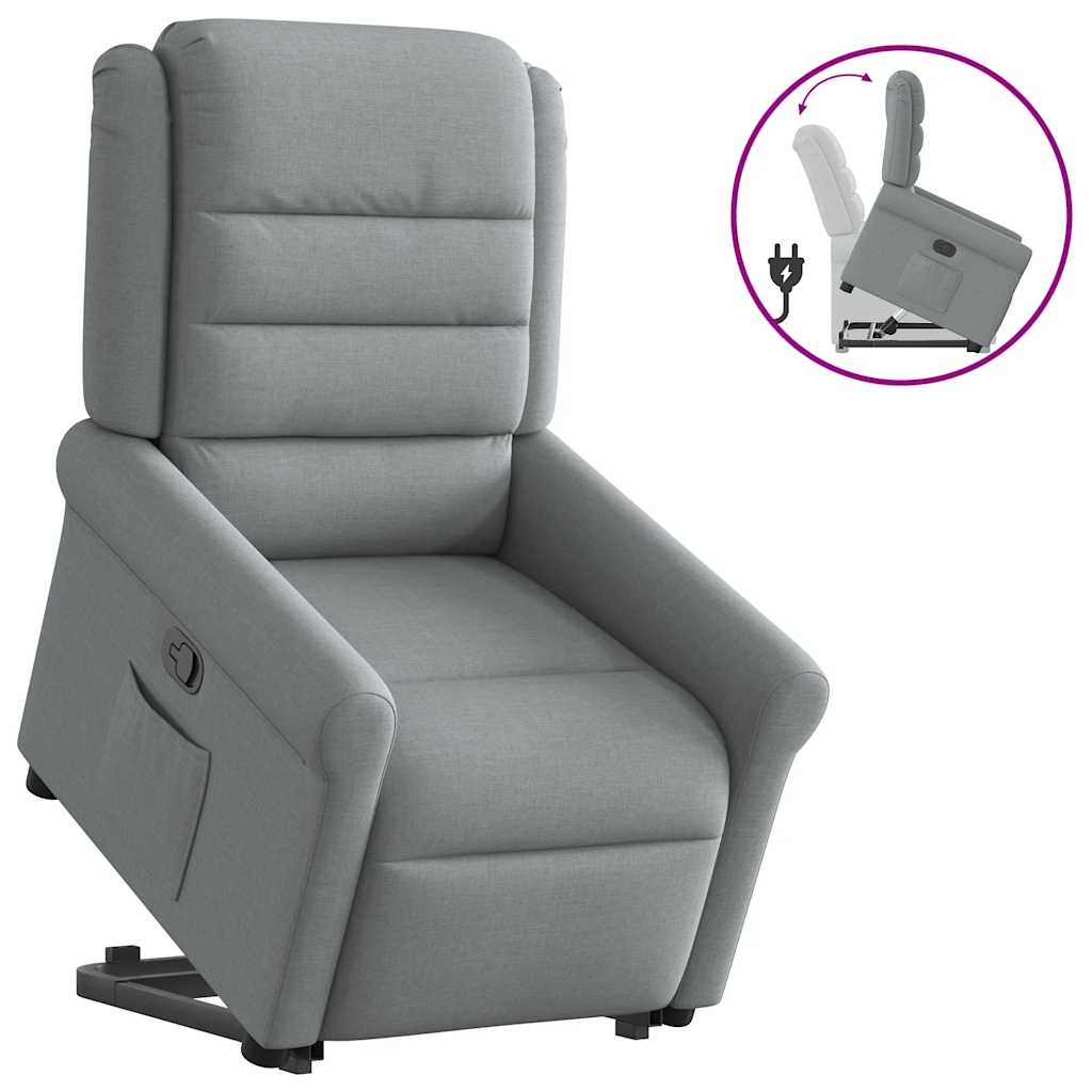 Vetonek Sillón reclinable elevable de tela gris claro