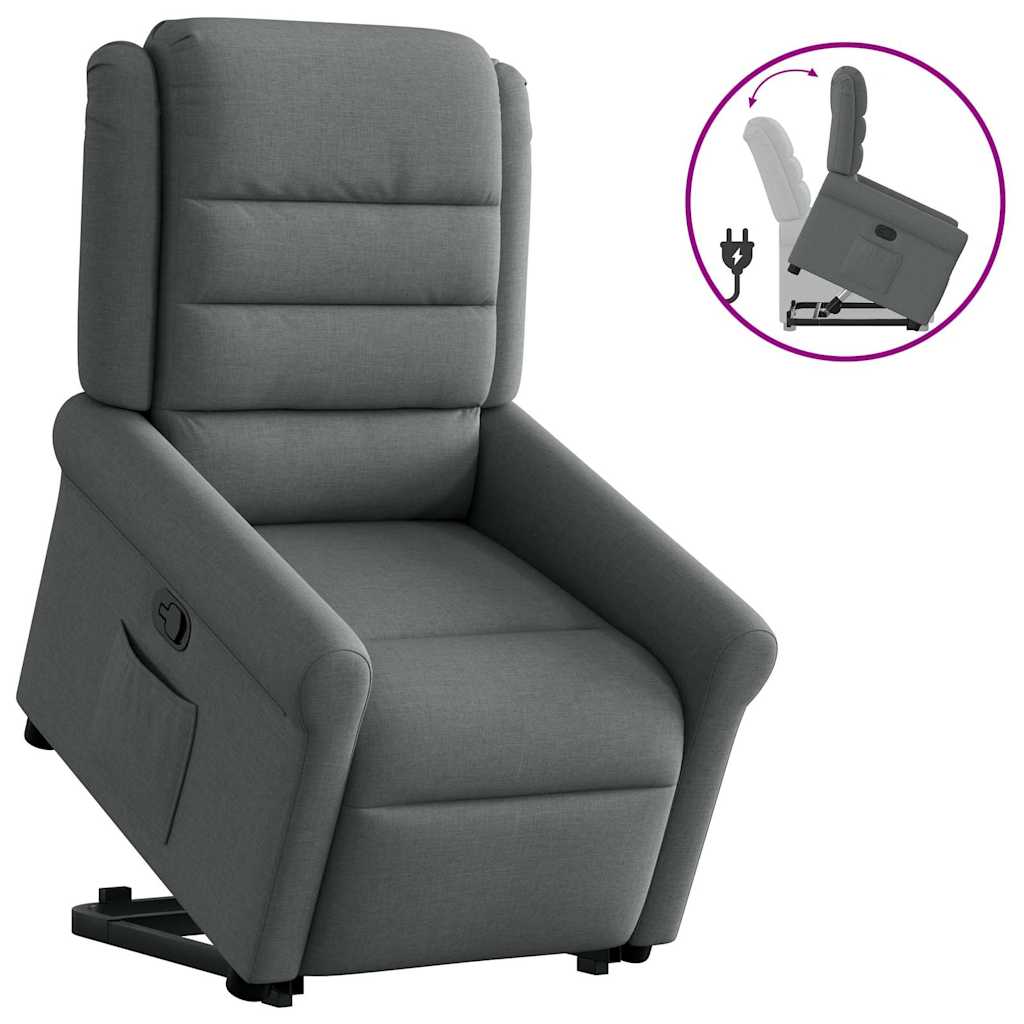 Vetonek Sillón reclinable elevable de tela gris oscuro