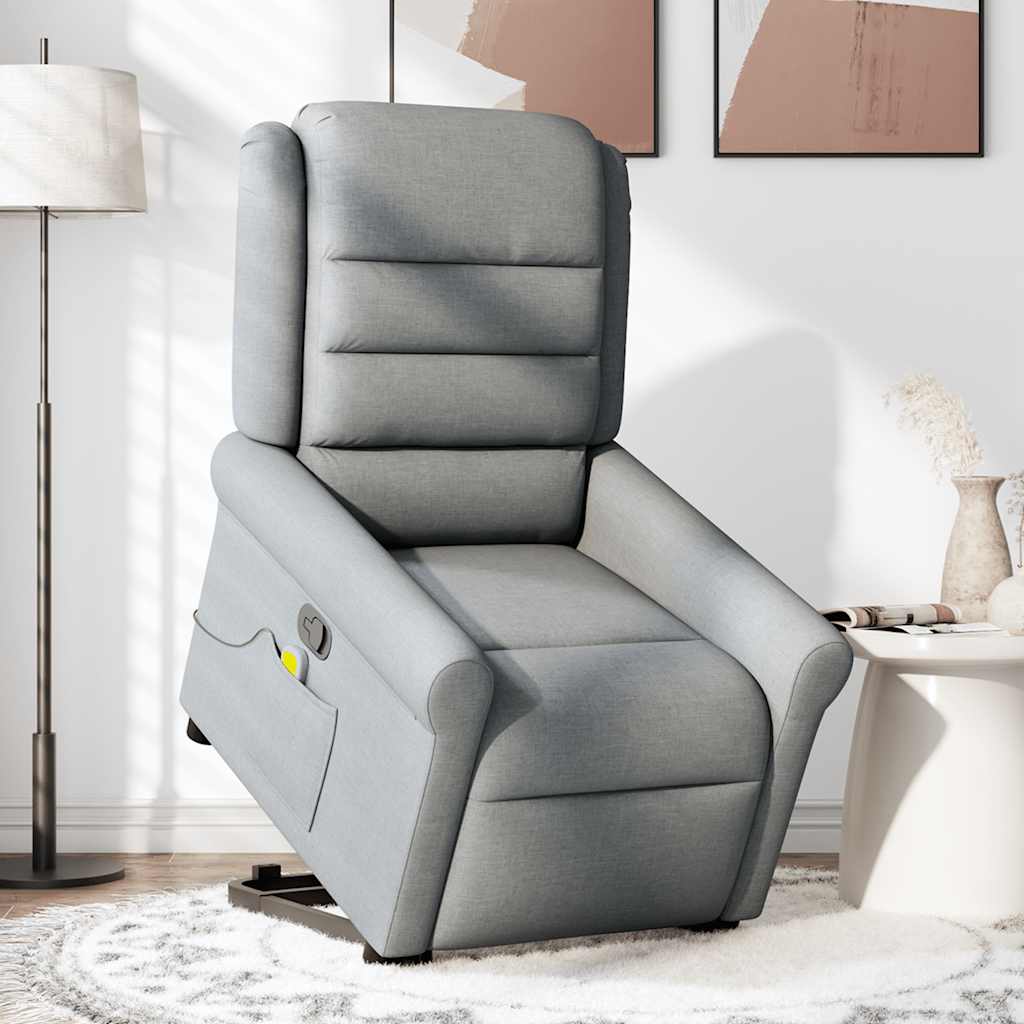 Reclining massage armchair with a light gray foot foot