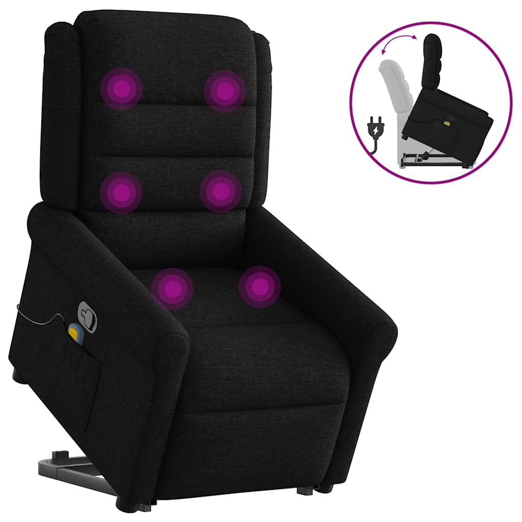 Vetonek Sillón reclinable de masaje elevable tela negro