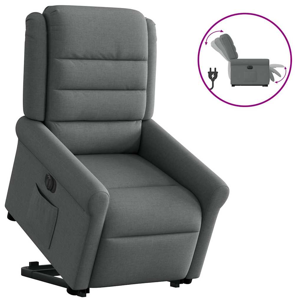 Vetonek Sillón eléctrico reclinable elevable de tela gris oscuro