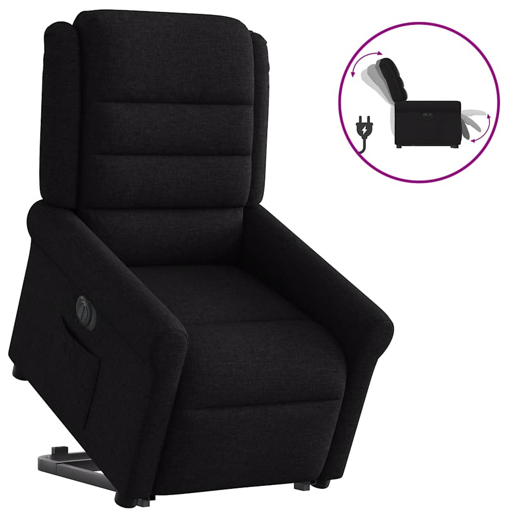 Vetonek Sillón eléctrico reclinable elevable de tela negro