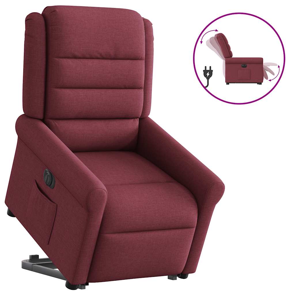 Vetonek Sillón eléctrico reclinable elevable de tela rojo tinto