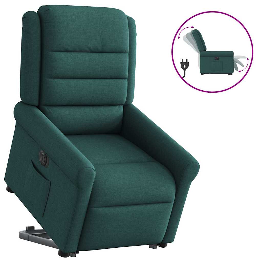 Vetonek Sillón eléctrico reclinable elevable de tela verde oscuro