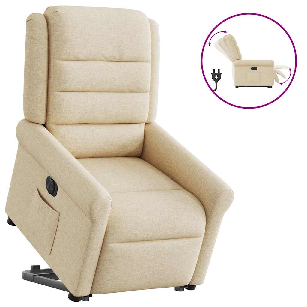 Vetonek Sillón eléctrico reclinable elevable de tela color crema