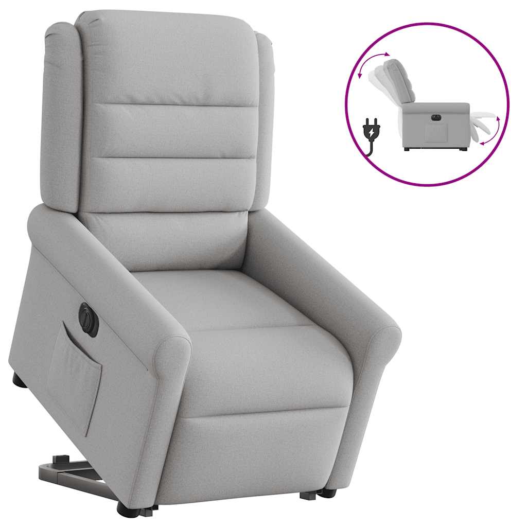 Vetonek Sillón eléctrico reclinable elevable de tela gris nube