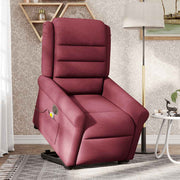 Sillón de masaje eléctrico reclinable elevable tela rojo tinto V3292 Vetonek