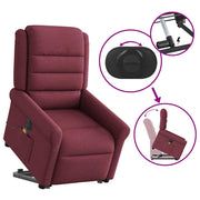 Sillón de masaje eléctrico reclinable elevable tela rojo tinto V3292 Vetonek