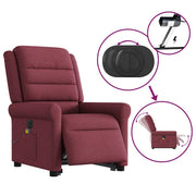 Sillón de masaje eléctrico reclinable elevable tela rojo tinto V3292 Vetonek