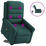 Sillón masaje eléctrico reclinable elevable tela verde oscuro V3322 Vetonek