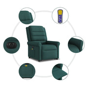 Sillón masaje eléctrico reclinable elevable tela verde oscuro V3322 Vetonek