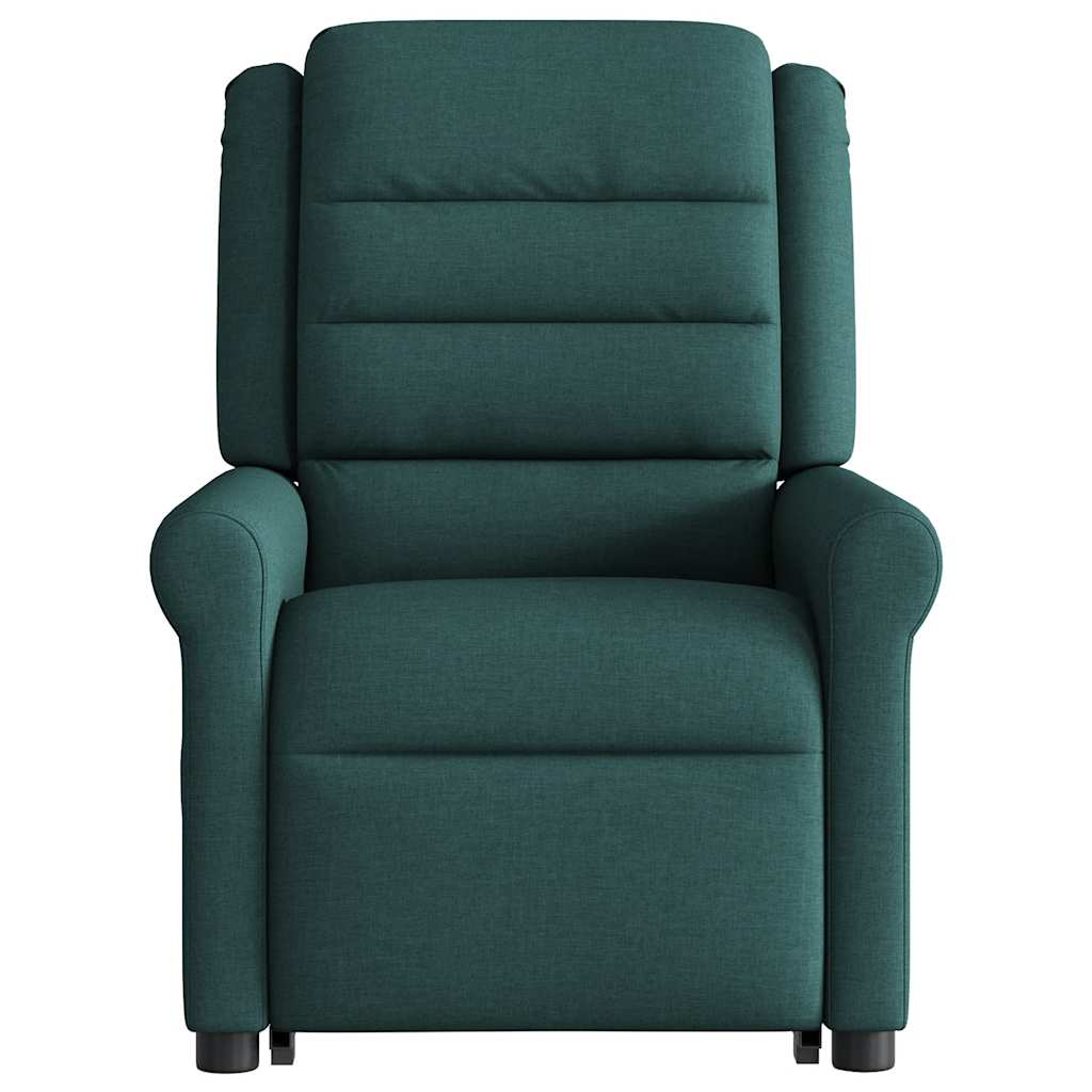 Sillón masaje eléctrico reclinable elevable tela verde oscuro V3322 Vetonek