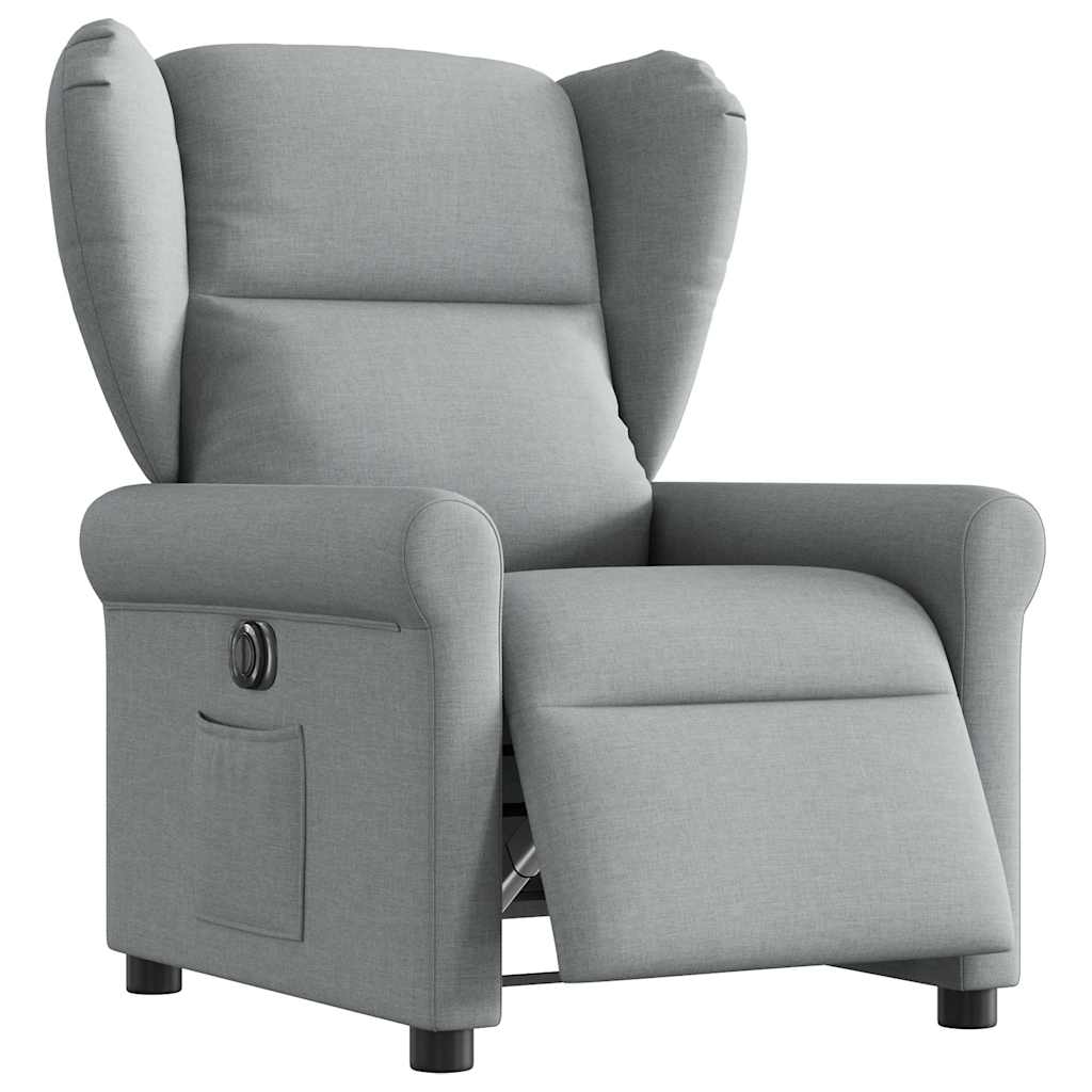 Vetonek Sillón reclinable eléctrico tela gris claro