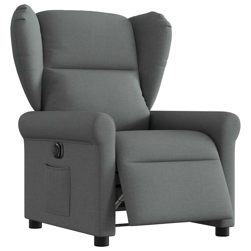 Vetonek Sillón reclinable eléctrico de tela gris oscuro