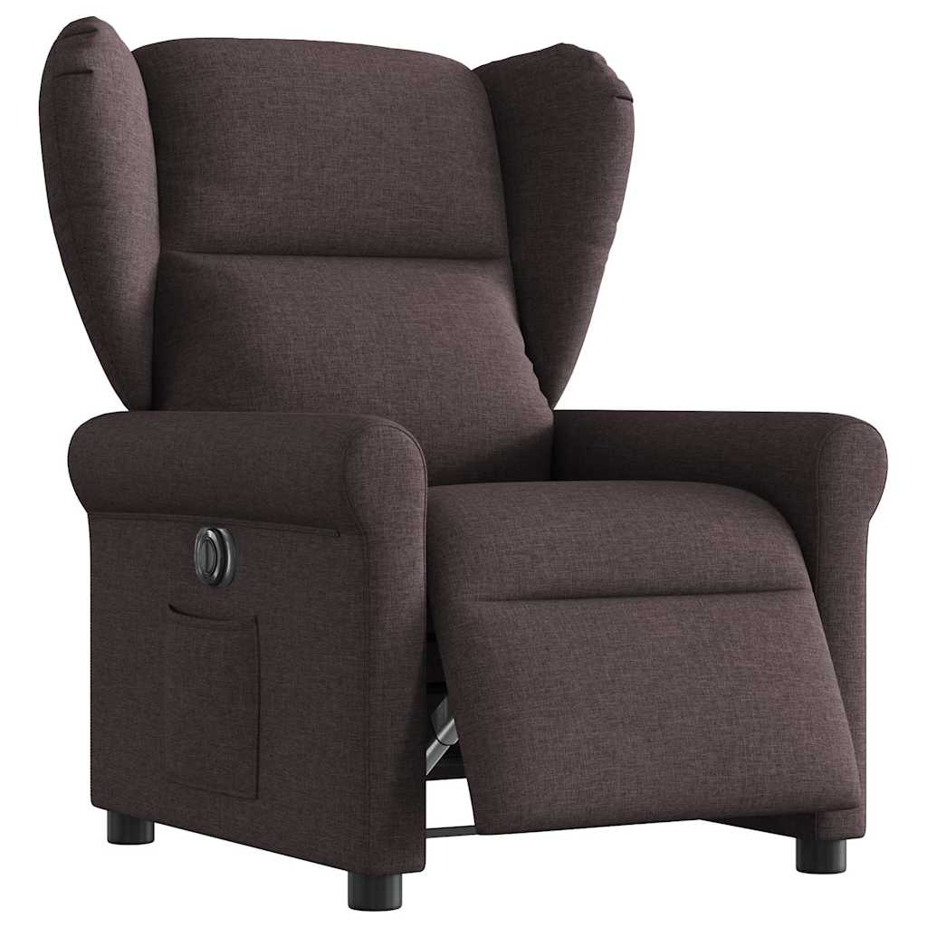 Vetonek Sillón reclinable eléctrico tela marrón oscuro