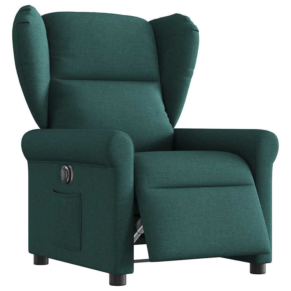 Vetonek Sillón reclinable eléctrico tela verde oscuro