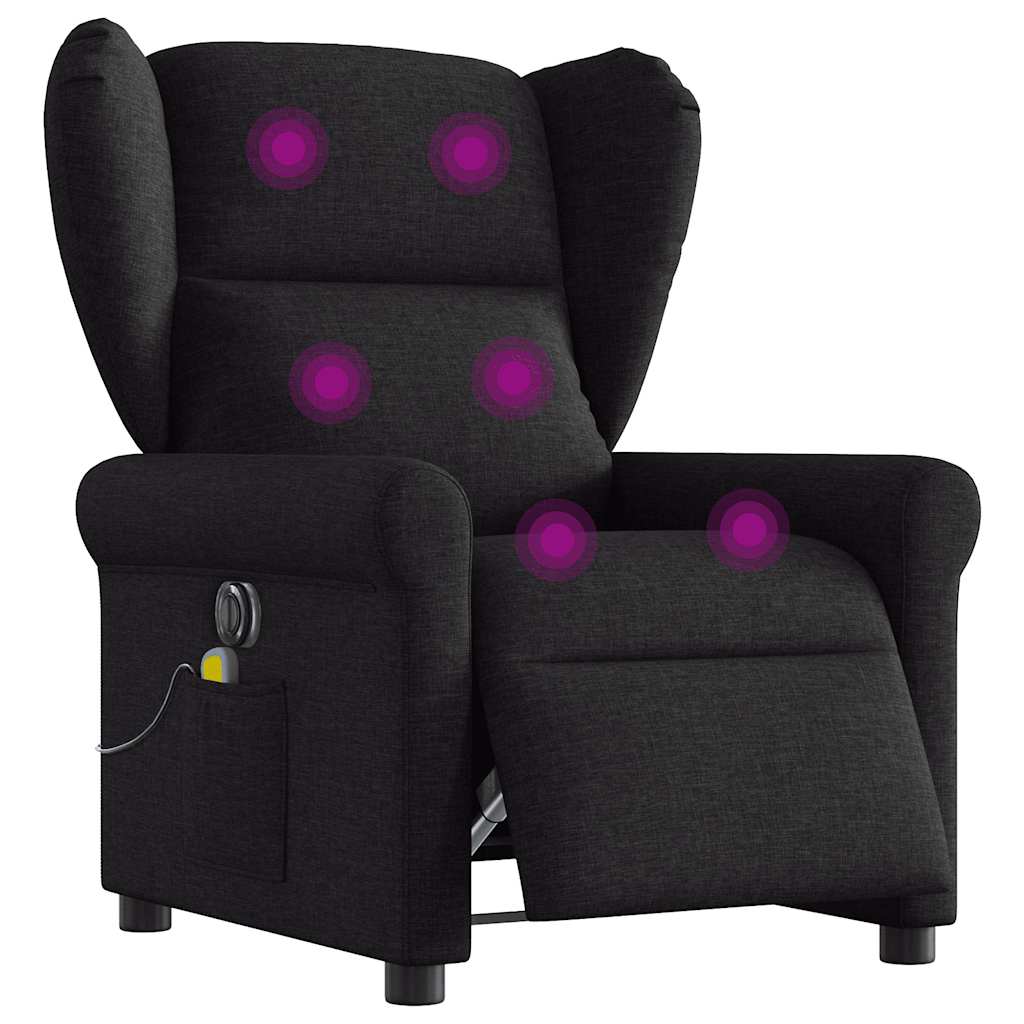 Vetonek Sillón reclinable de masaje eléctrico tela negro