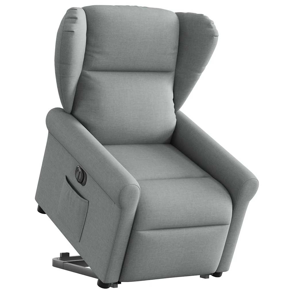 Vetonek Sillón eléctrico reclinable elevable de tela gris claro