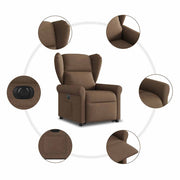 Sillón eléctrico reclinable elevable de tela marrón V3803 Vetonek