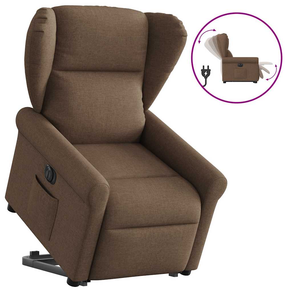 Sillón eléctrico reclinable elevable de tela marrón V3803 Vetonek