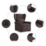 Sillón eléctrico reclinable elevable de tela marrón oscuro V3810 Vetonek