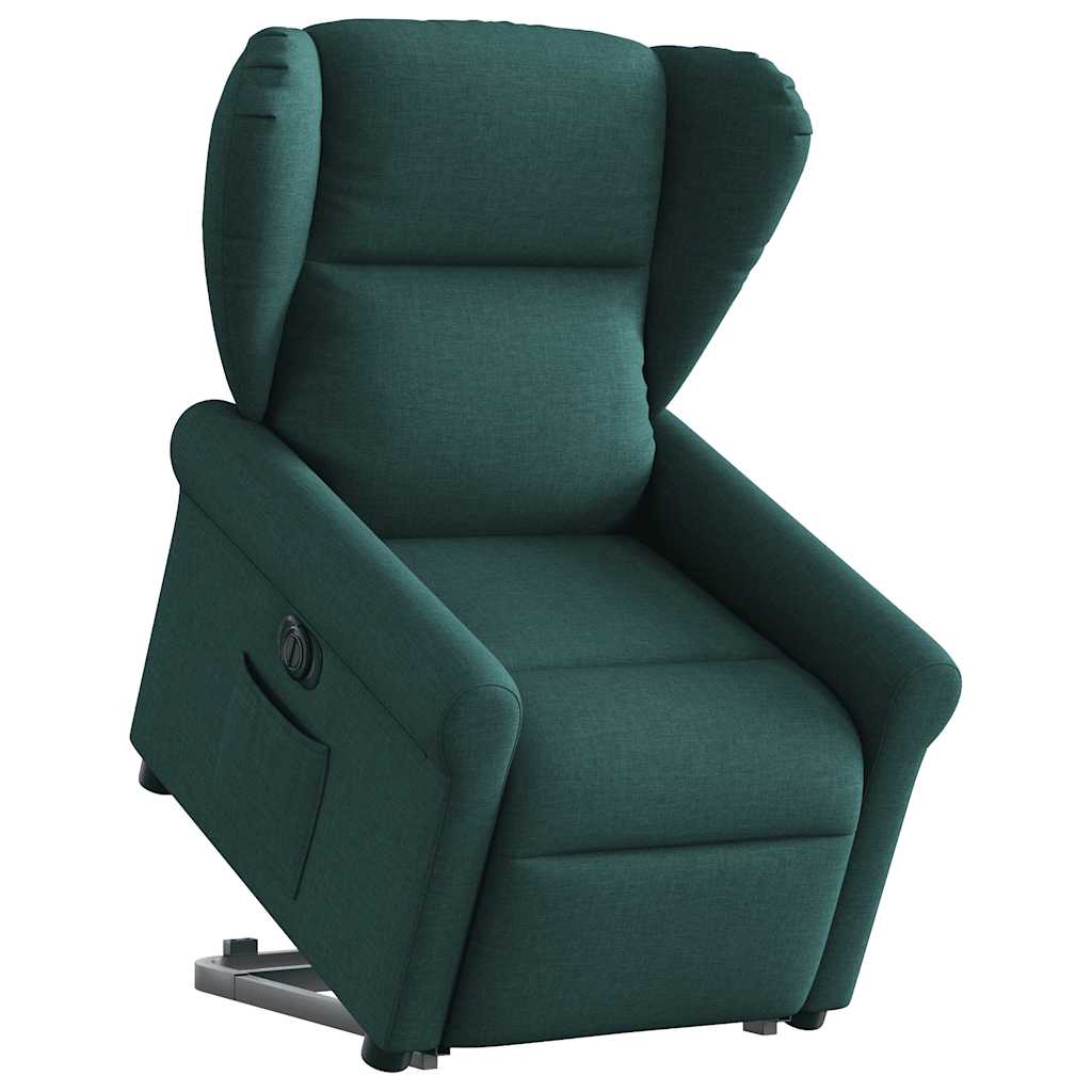 Vetonek Sillón eléctrico reclinable elevable de tela verde oscuro