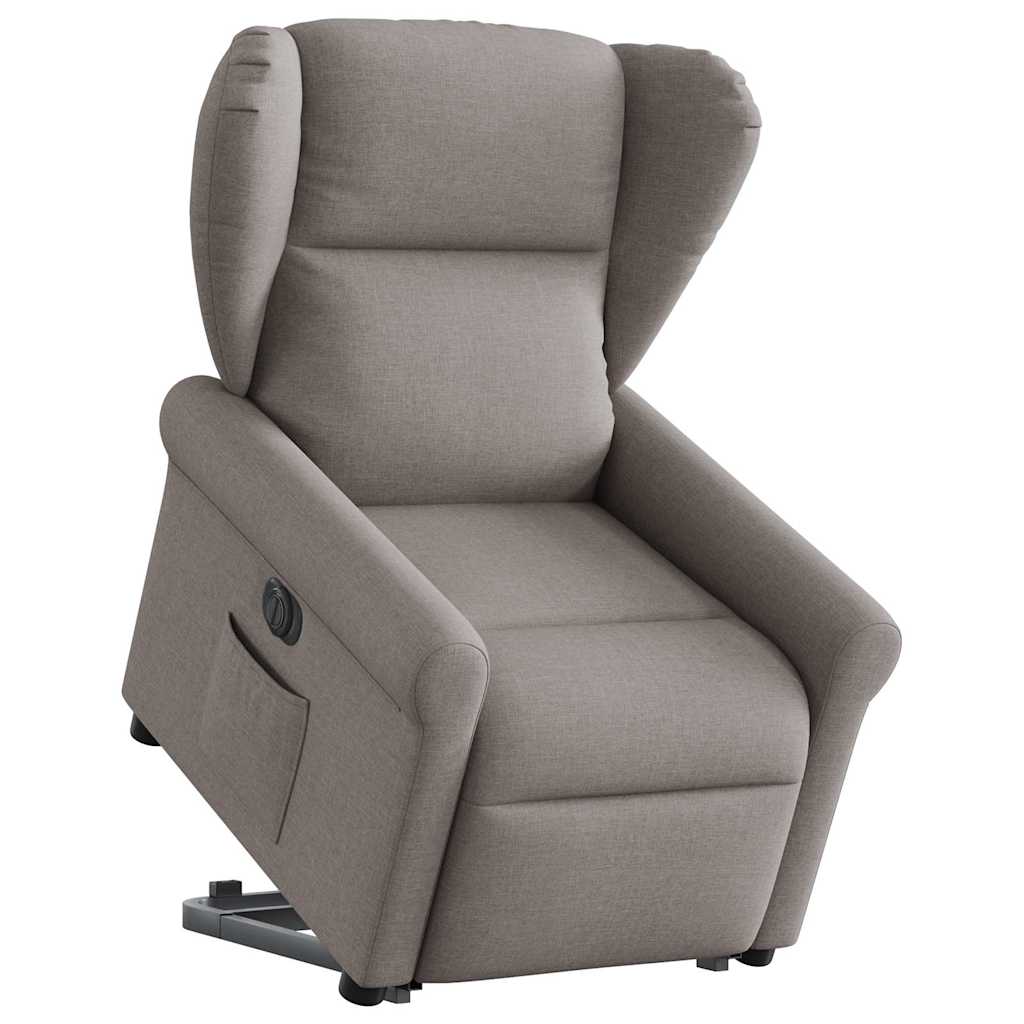 Vetonek Sillón eléctrico reclinable elevable de tela gris taupe