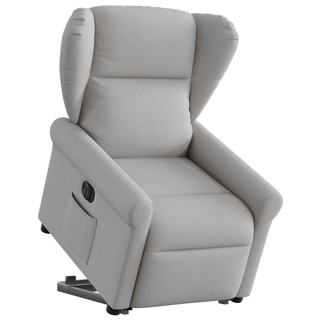 Vetonek Sillón eléctrico reclinable elevable de tela gris nube