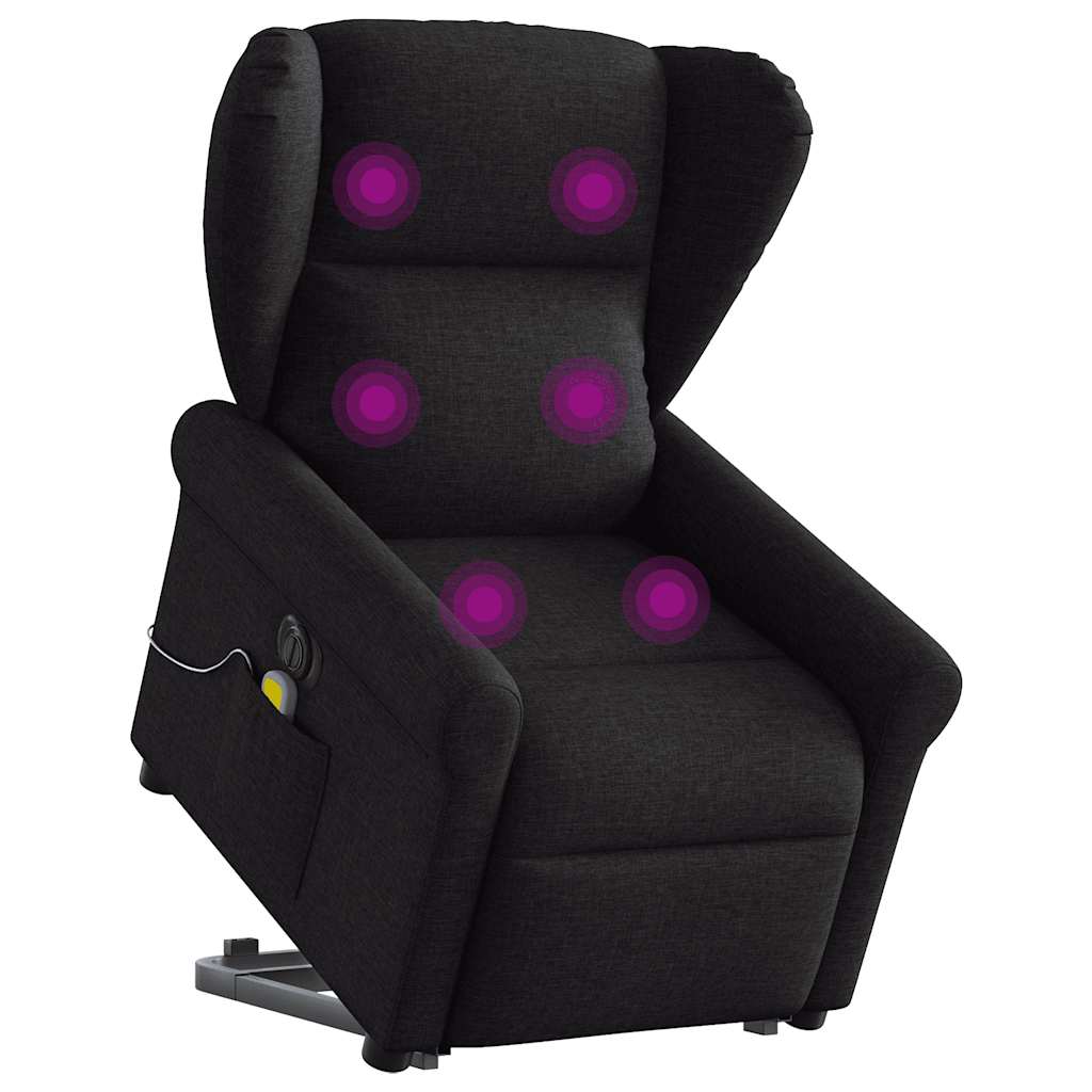 Vetonek Sillón de masaje eléctrico reclinable elevable tela negro