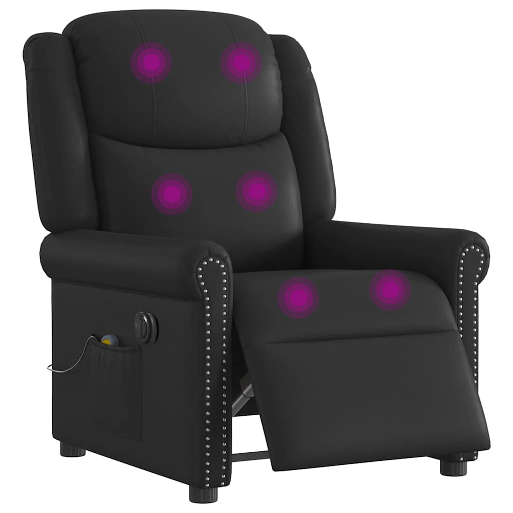 Vetonek Sillón reclinable de masaje eléctrico negro brillante