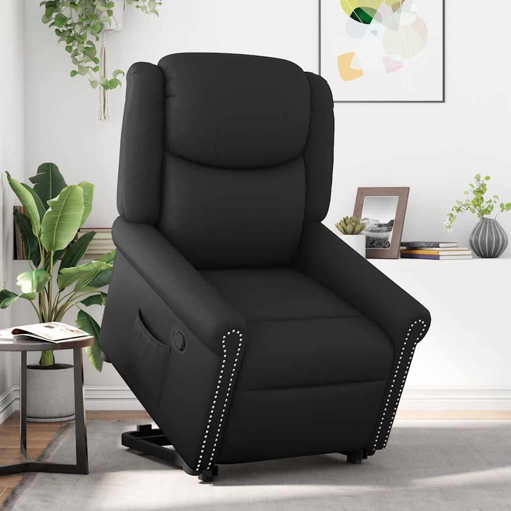 Vetonek Sillón reclinable vertical de cuero sintético negro brillante