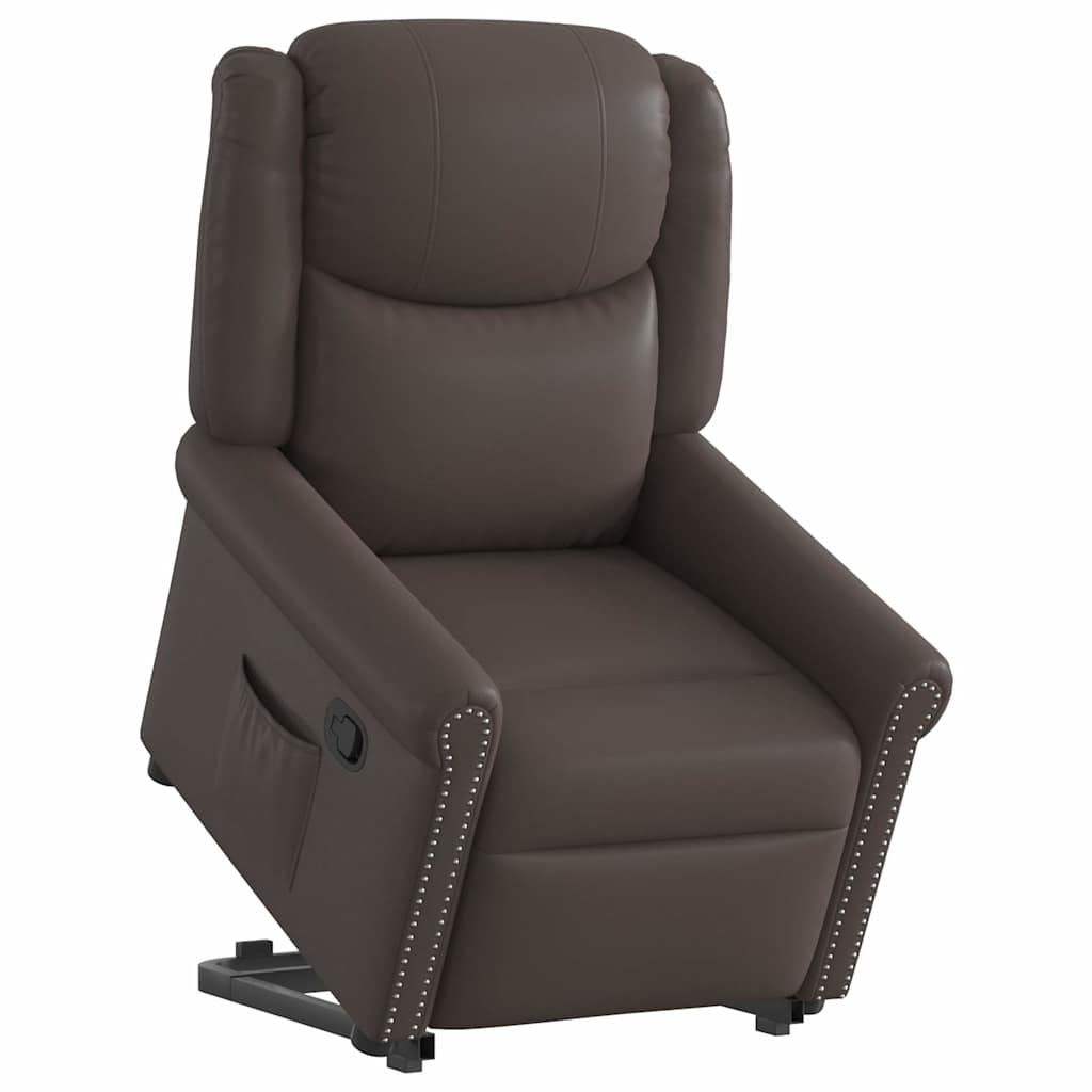 Sillón reclinable vertical de cuero sintético marrón brillante v4015 Vetonek