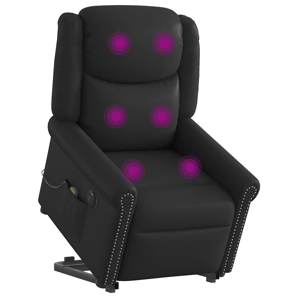 Vetonek Sillón de masaje elevable eléctrico negro brillante