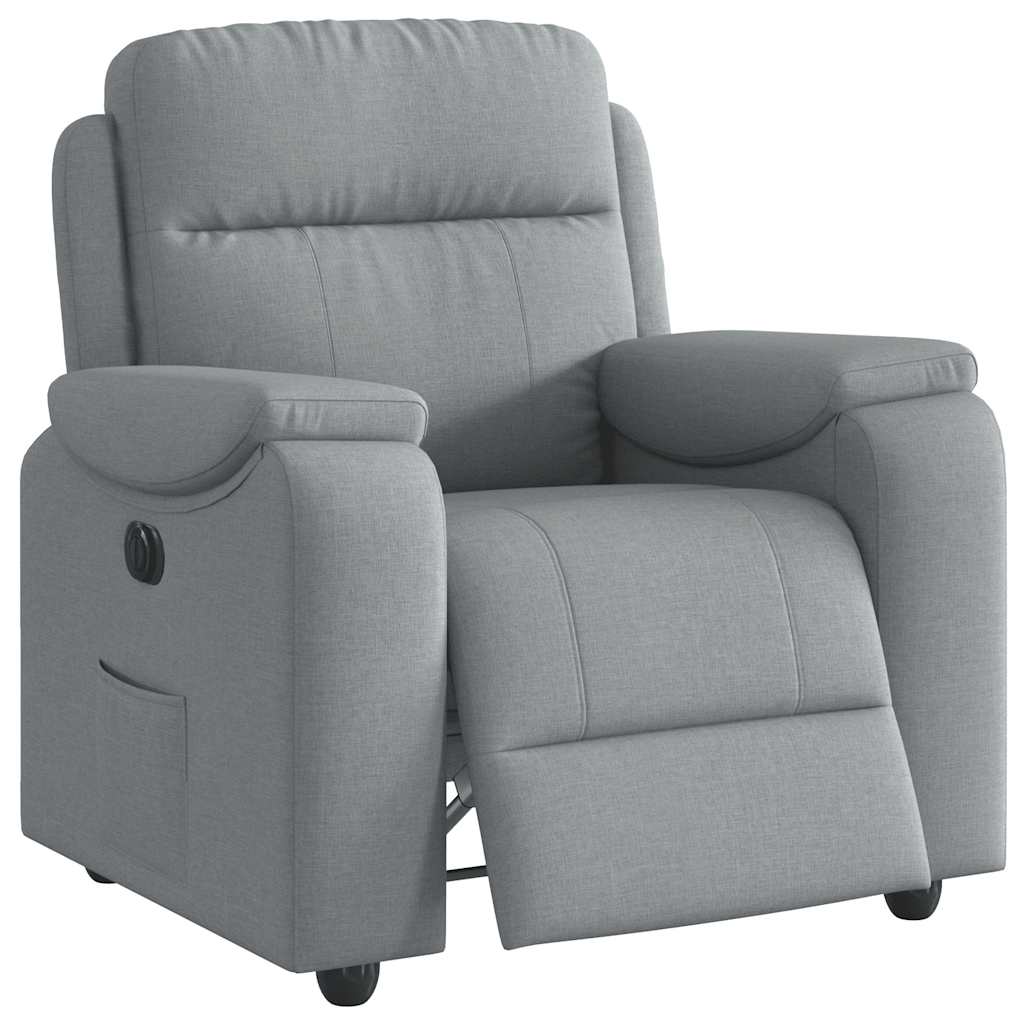 Vetonek Sillón reclinable eléctrico tela gris claro