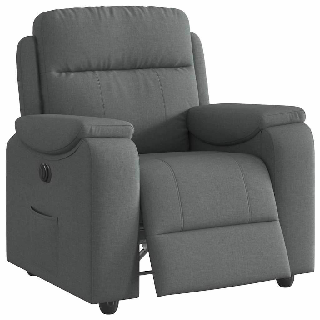 Vetonek Sillón reclinable eléctrico de tela gris oscuro