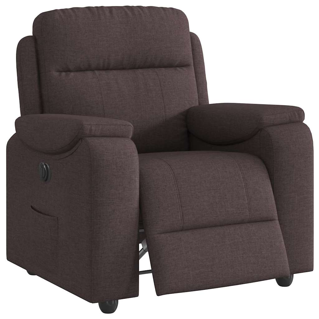 Vetonek Sillón reclinable eléctrico tela marrón oscuro