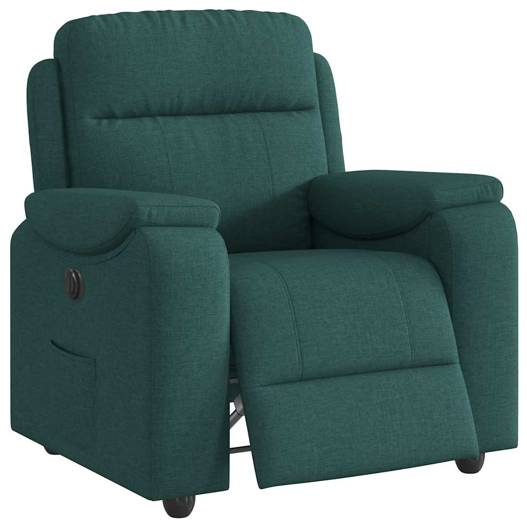 Vetonek Sillón reclinable eléctrico tela verde oscuro