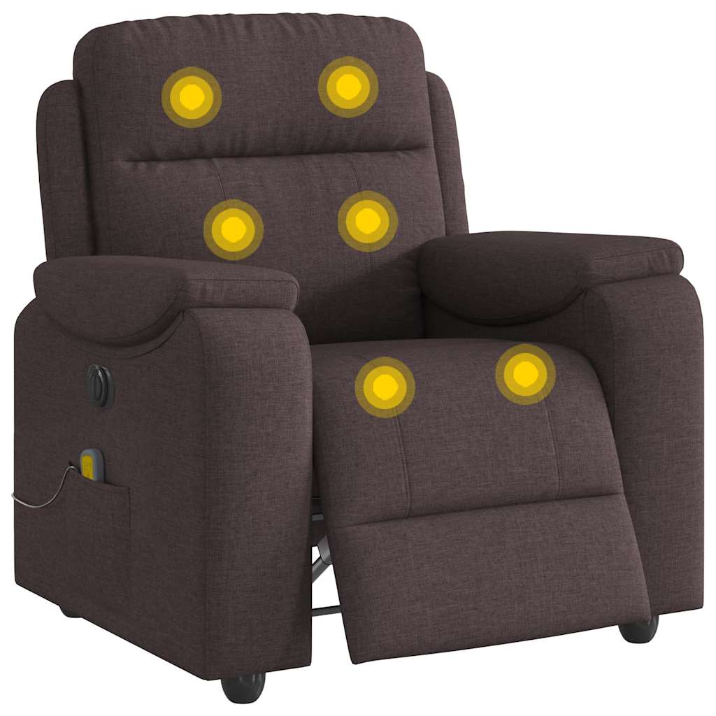 Vetonek Sillón reclinable de masaje eléctrico tela marrón oscuro