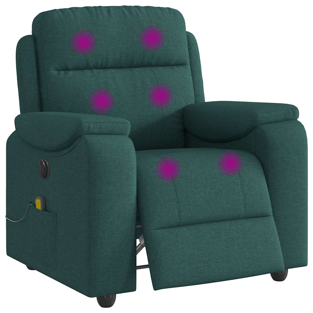 Vetonek Sillón reclinable de masaje eléctrico tela verde oscuro