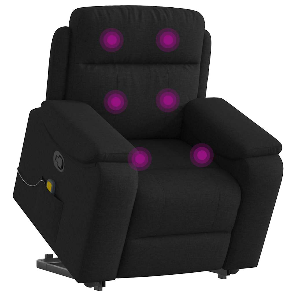 Vetonek Sillón reclinable de masaje elevable tela negro