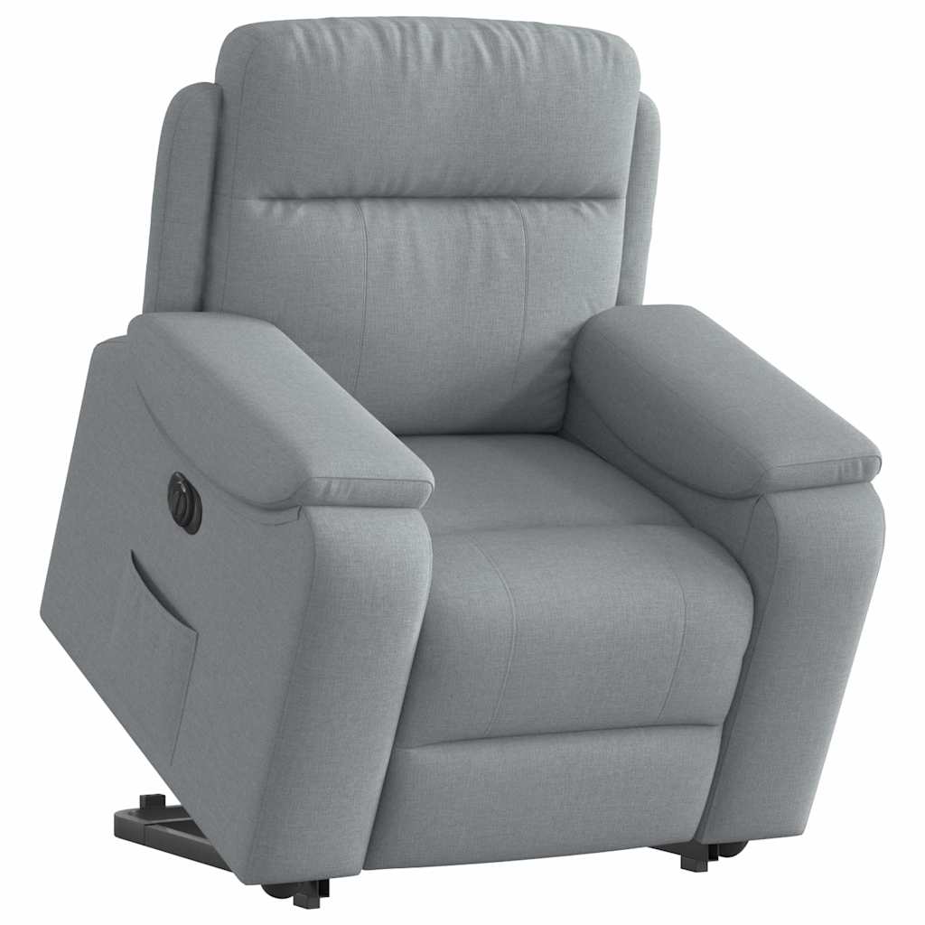 Vetonek Sillón eléctrico reclinable elevable de tela gris claro