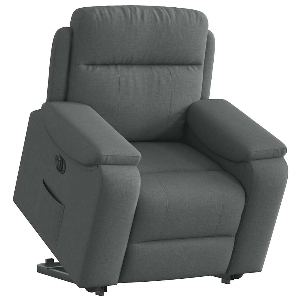 Vetonek Sillón eléctrico reclinable elevable de tela gris oscuro