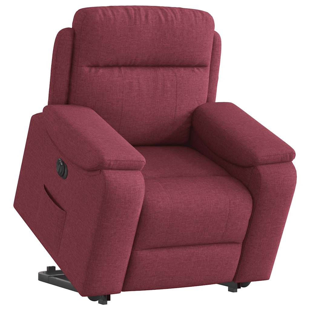 Vetonek Sillón eléctrico reclinable elevable de tela rojo tinto